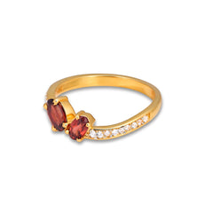 Twin Garnet Love Ring in 925 Sterling Silver