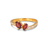 Twin Garnet Love Ring in 925 Sterling Silver