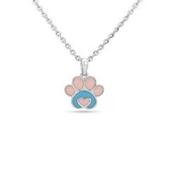 Kids Charm Enamel Necklace In 925 Silver
