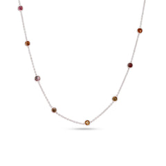 Round Multi Tourmaline 925 Silver Necklace