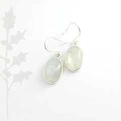 Oval Moonstone Silver Earrings
