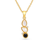 Moonstone And Black Spinel Necklace In 925 Silver