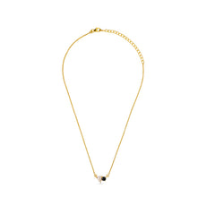 Black Spinel & Moonstone Minimal Silver Necklace