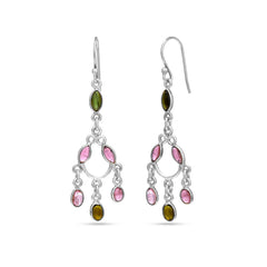 Multi Tourmaline Silver Earrings
