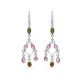 Multi Tourmaline Silver Earrings