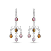 Multi Tourmaline Silver Earring