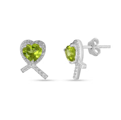 Heart Ribbon Peridot Studs