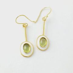 Oval peridot Silver Earrings