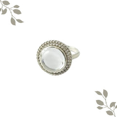 Round crystal silver ring