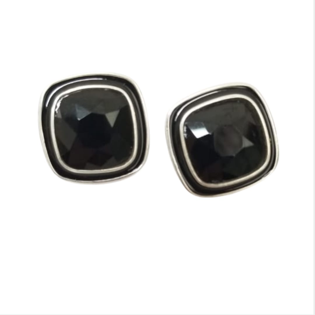 Black spinel silver earrings