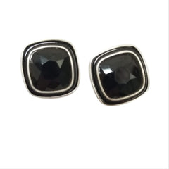Black spinel silver earrings