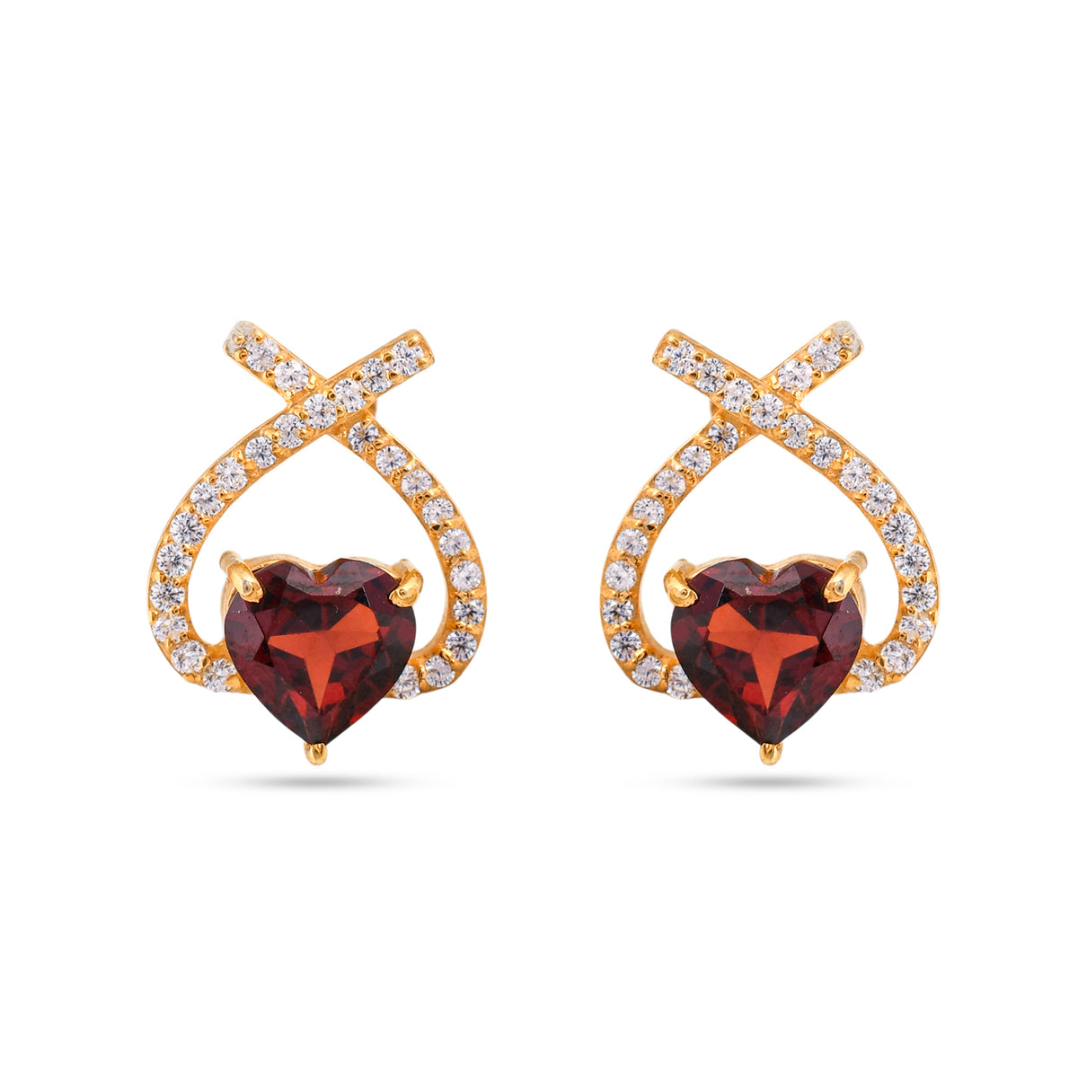 Garnet Heart studs