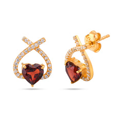 Garnet Heart studs