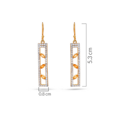Marquise Citrine Stone Silver Earrings