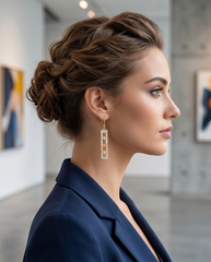 Marquise Citrine Stone Silver Earrings