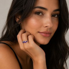 Marquise Amethyst Floral Ring in 925 Silver