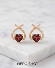 Garnet Heart studs