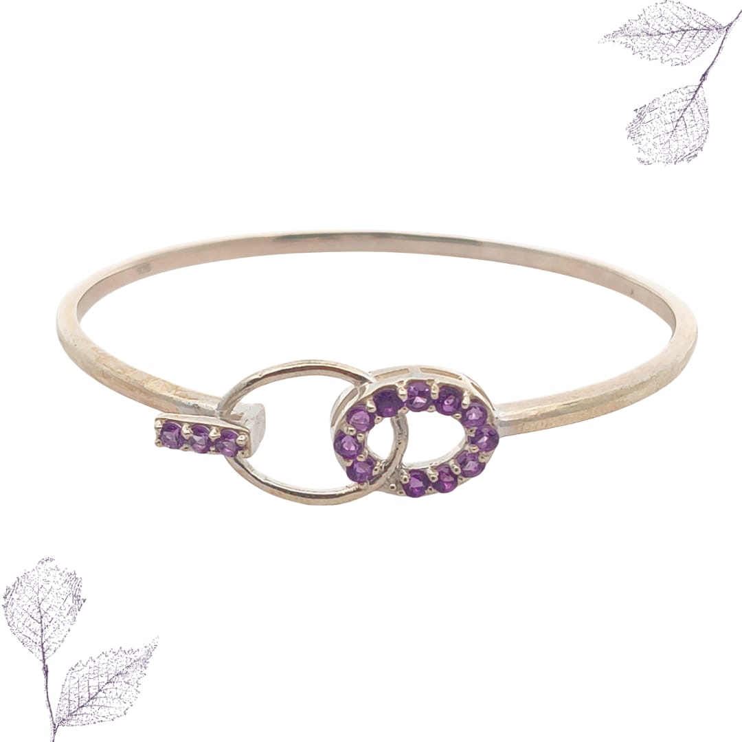 Round Amethyst Silver Bracelet