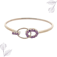 Round Amethyst Silver Bracelet