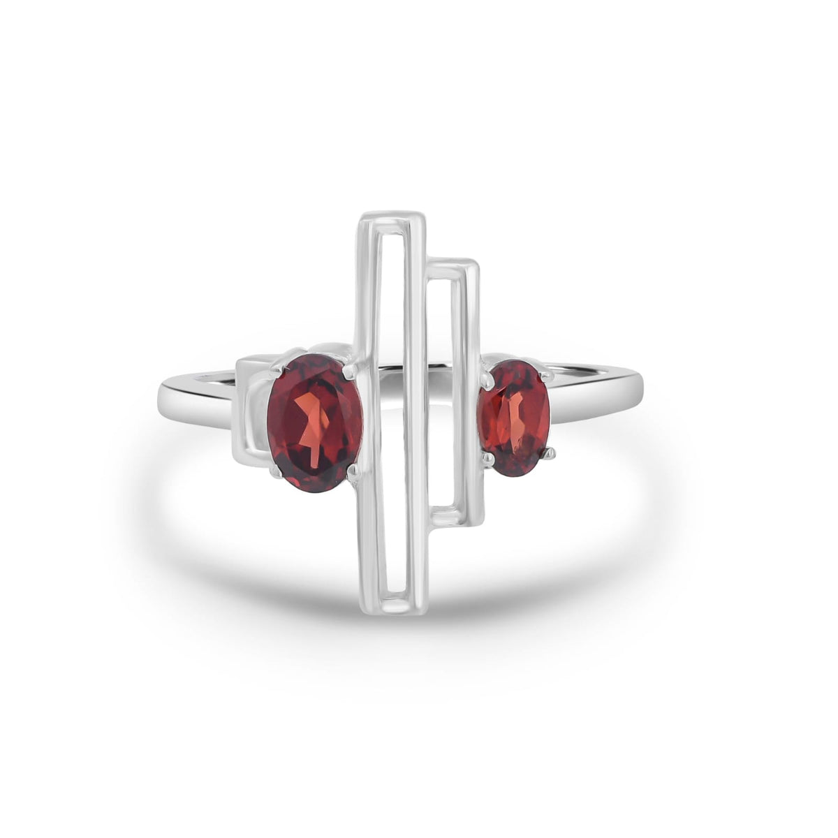 Oval Garnet Silver Ring