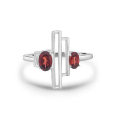 Oval Garnet Silver Ring
