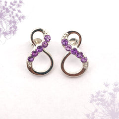 Round Amethyst Silver Earrings
