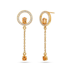 Citrine Stone Silver Earrings