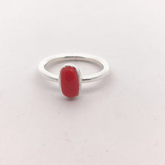 Coral Stone Silver Ring