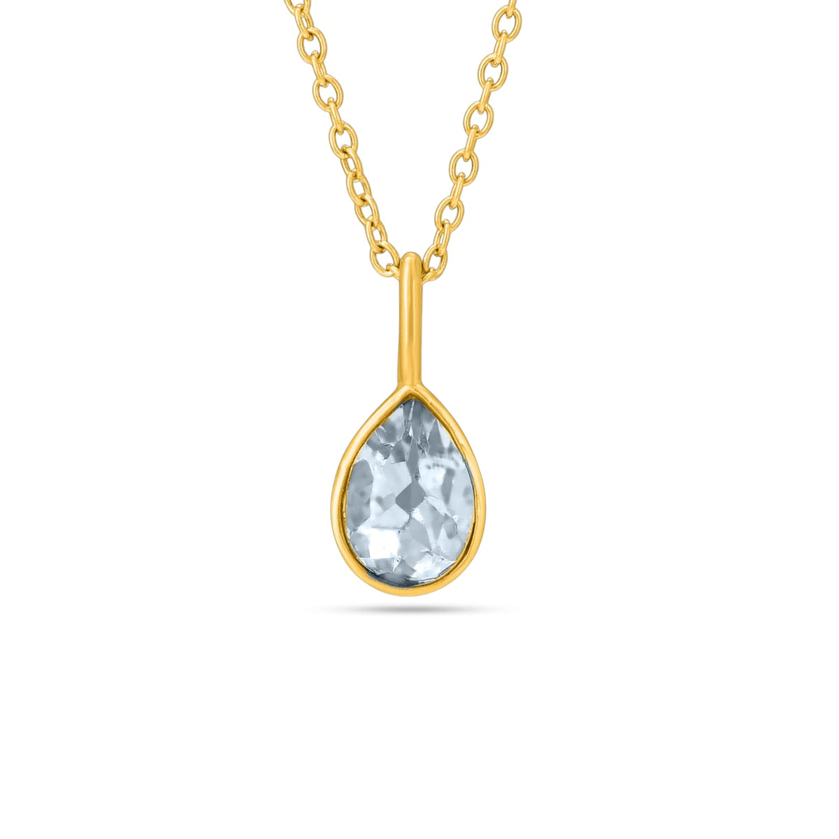 Pear Aqua Silver Necklace