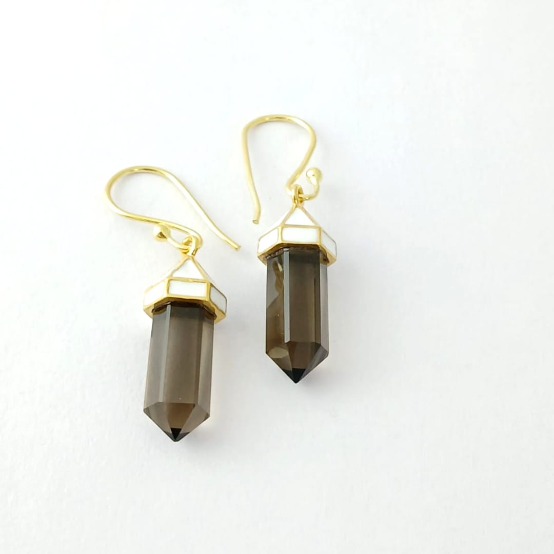 Smoky Quartz Silver Earrings
