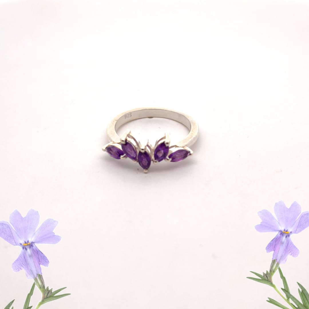 Amethyst stone silver ring
