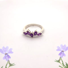 Amethyst stone silver ring