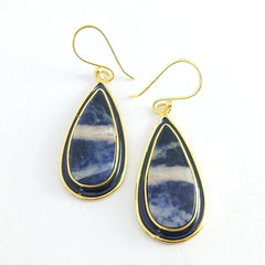 Pear Blue Sodalite Silver Earring