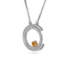 Round Citrine Silver Necklace