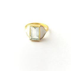 Aqua stone silver ring