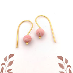Round Rhodocrosite Silver Earrings