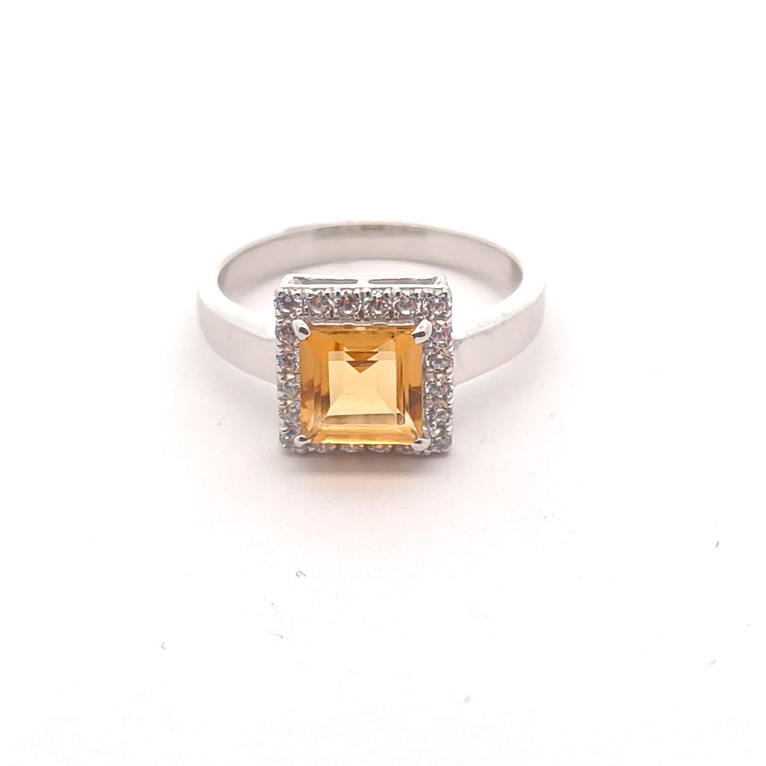 Citrine Stone Silver Ring