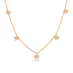 Bow Charm With CZ Necklace In 925 Silver