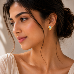 Round Apatite lite Silver Earrings