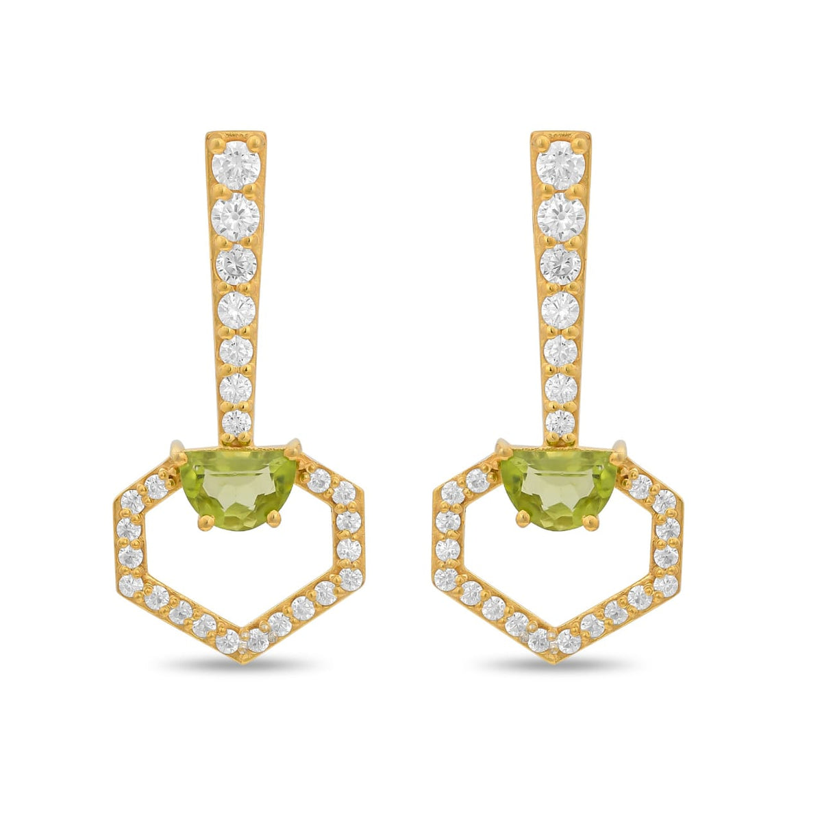 Peridot Stone Silver Earrings