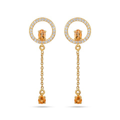 Citrine Stone Silver Earrings