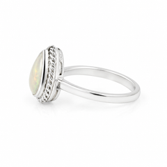 Pear Opal Silver Ring In 925 Silver