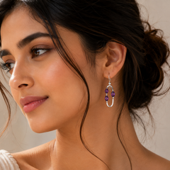 Amethyst Marquise Drop Earrings in 925 Silver