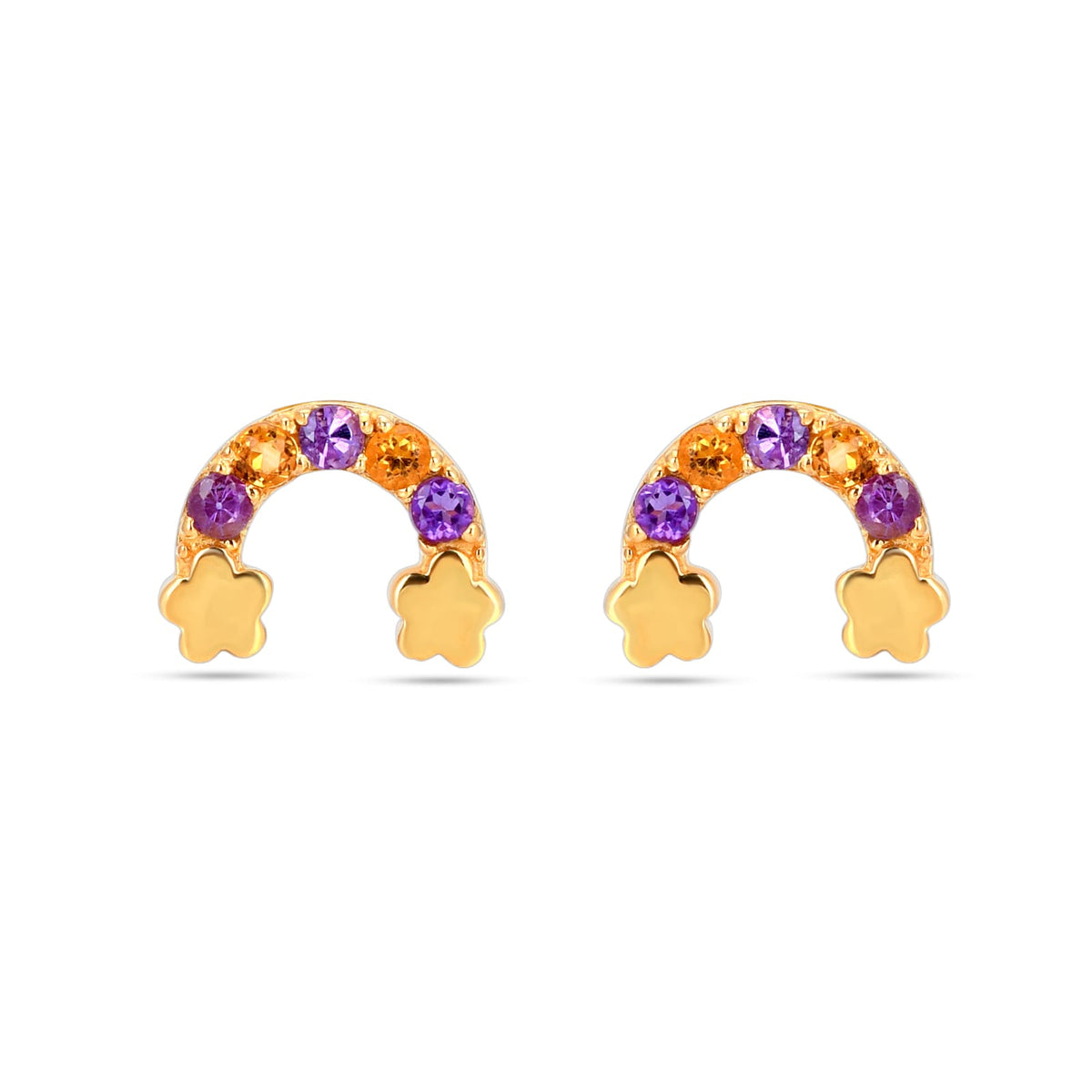 Amethyst , Citrine Silver Earrings