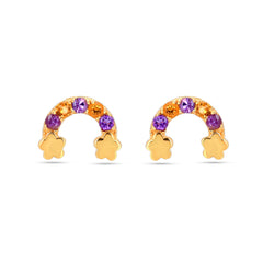 Amethyst , Citrine Silver Earrings