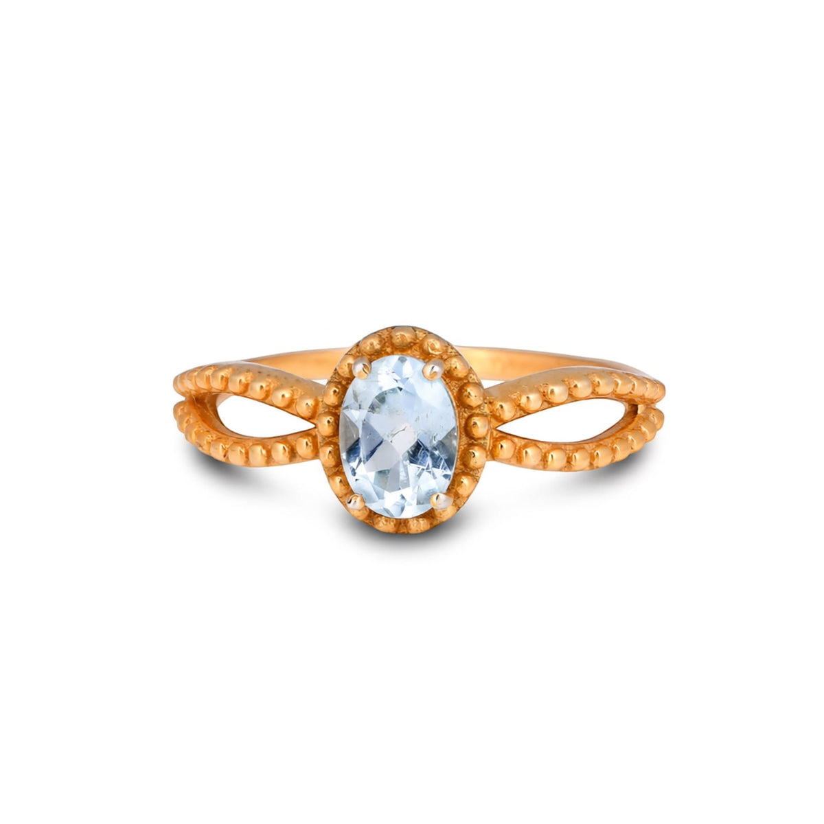 Beaded Blue Topaz 925 Silver Ring