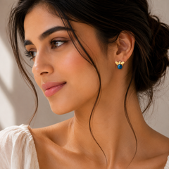 Round Neon Apatite Silver Earrings