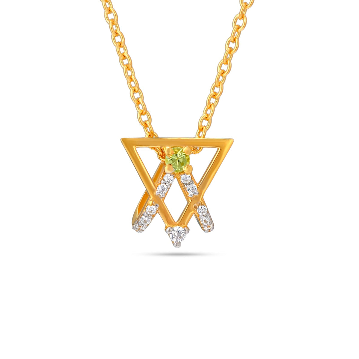 Round Peridot Silver Necklace