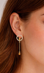 Citrine Stone Silver Earrings