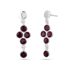 Garnet Stone Silver Earrings